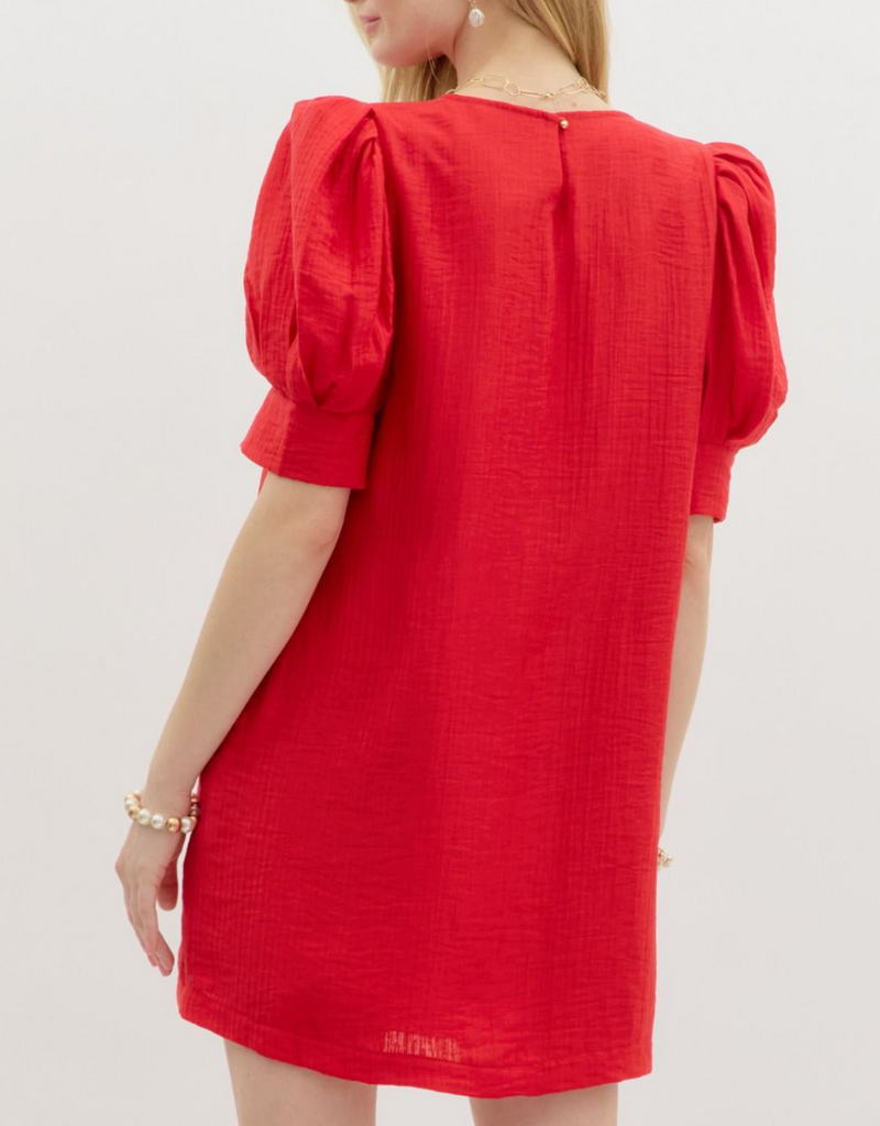 Solid Textured Pullover Mini Dress