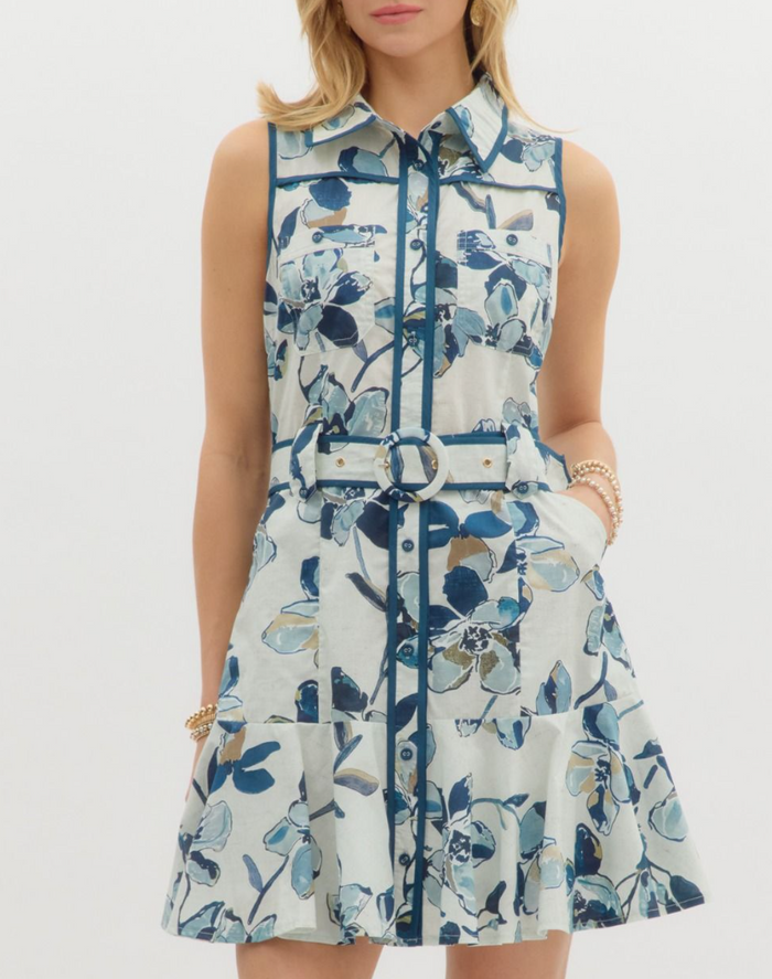 Floral Print Sleeveless Mini Dress