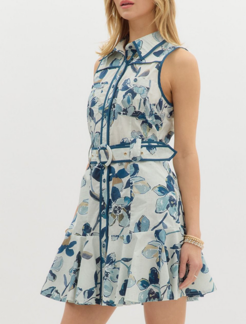 Floral Print Sleeveless Mini Dress
