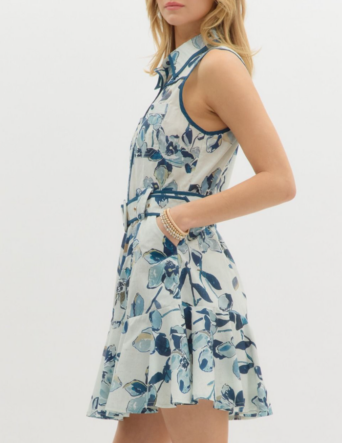 Floral Print Sleeveless Mini Dress
