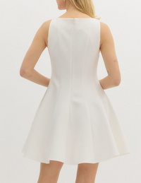 Solid Sleeveless Boat Neck Swing Mini Dress