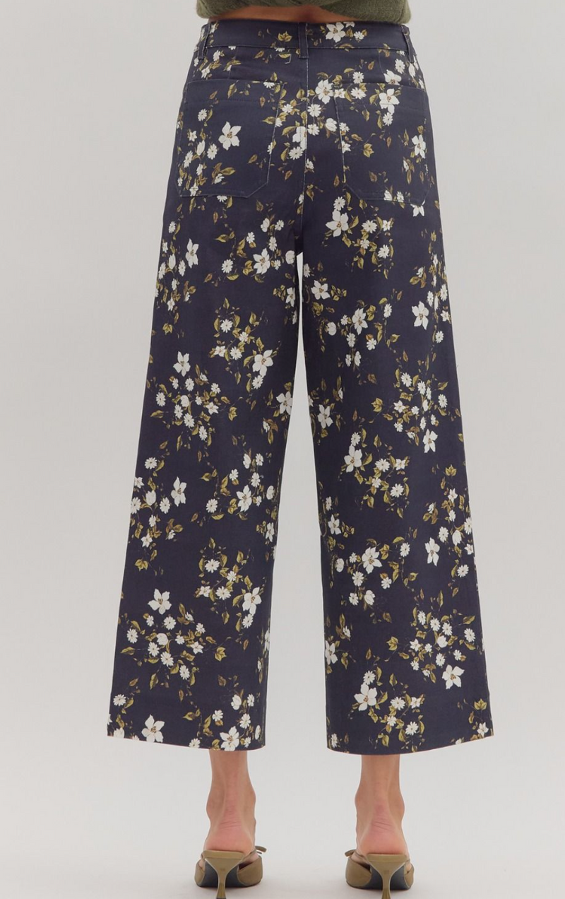 Floral Print High-Waist Wide Leg Pants