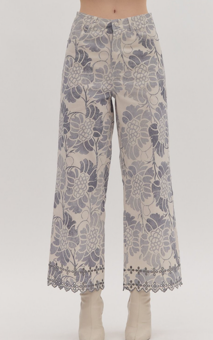 Floral Print Straight Leg Pants