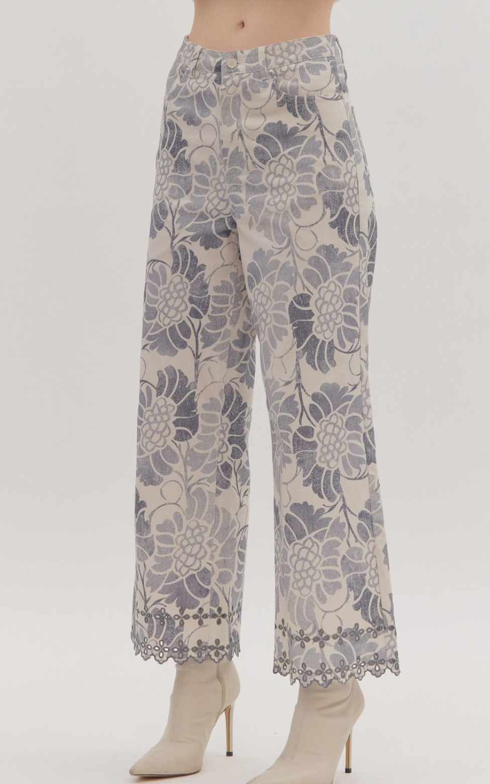 Floral Print Straight Leg Pants
