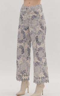 Floral Print Straight Leg Pants