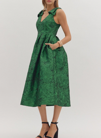 Floral Jacquard Sleeveless Midi Dress