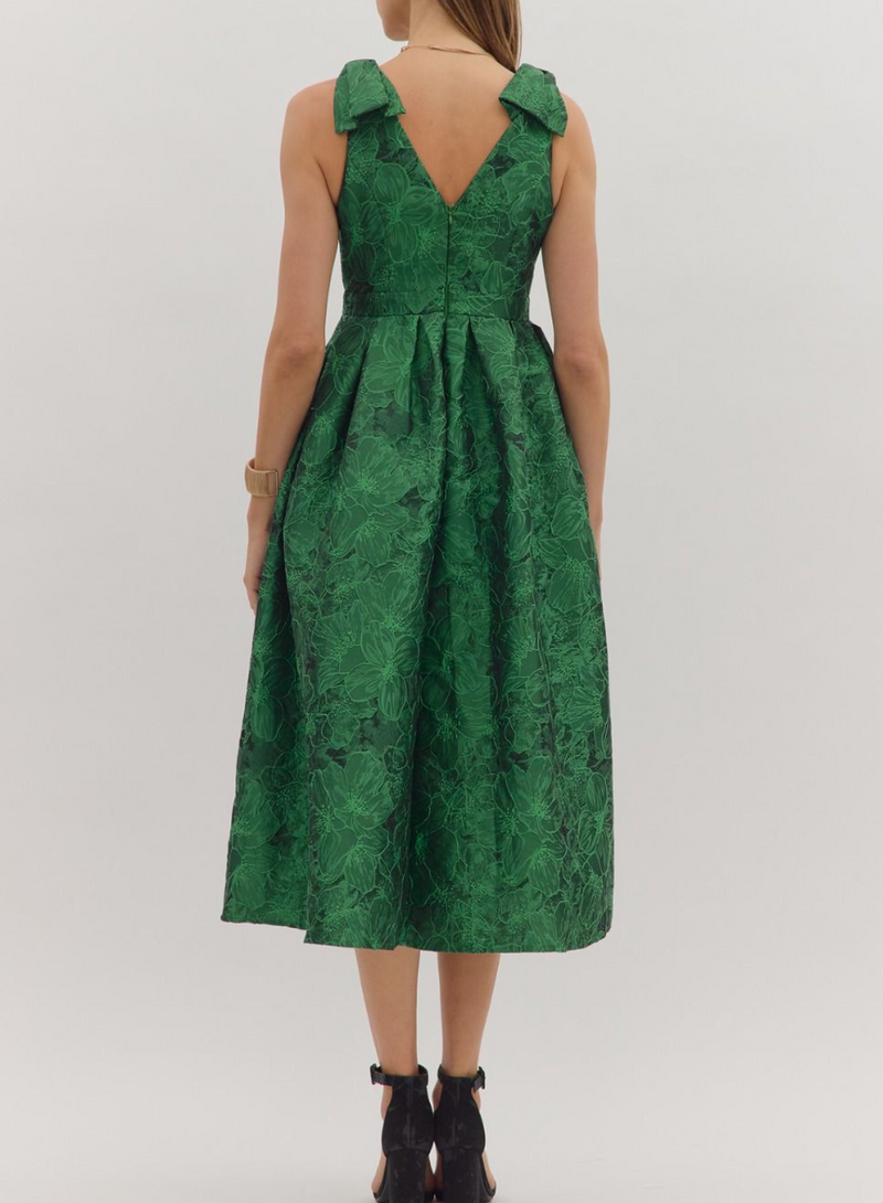 Floral Jacquard Sleeveless Midi Dress