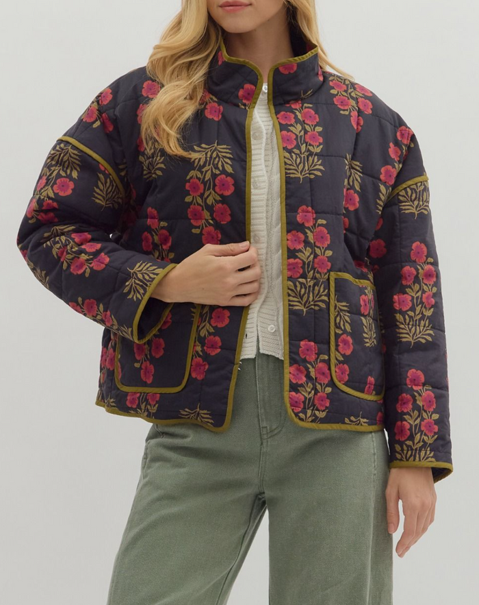 Botanical Long Sleeve Quilted Jacket
