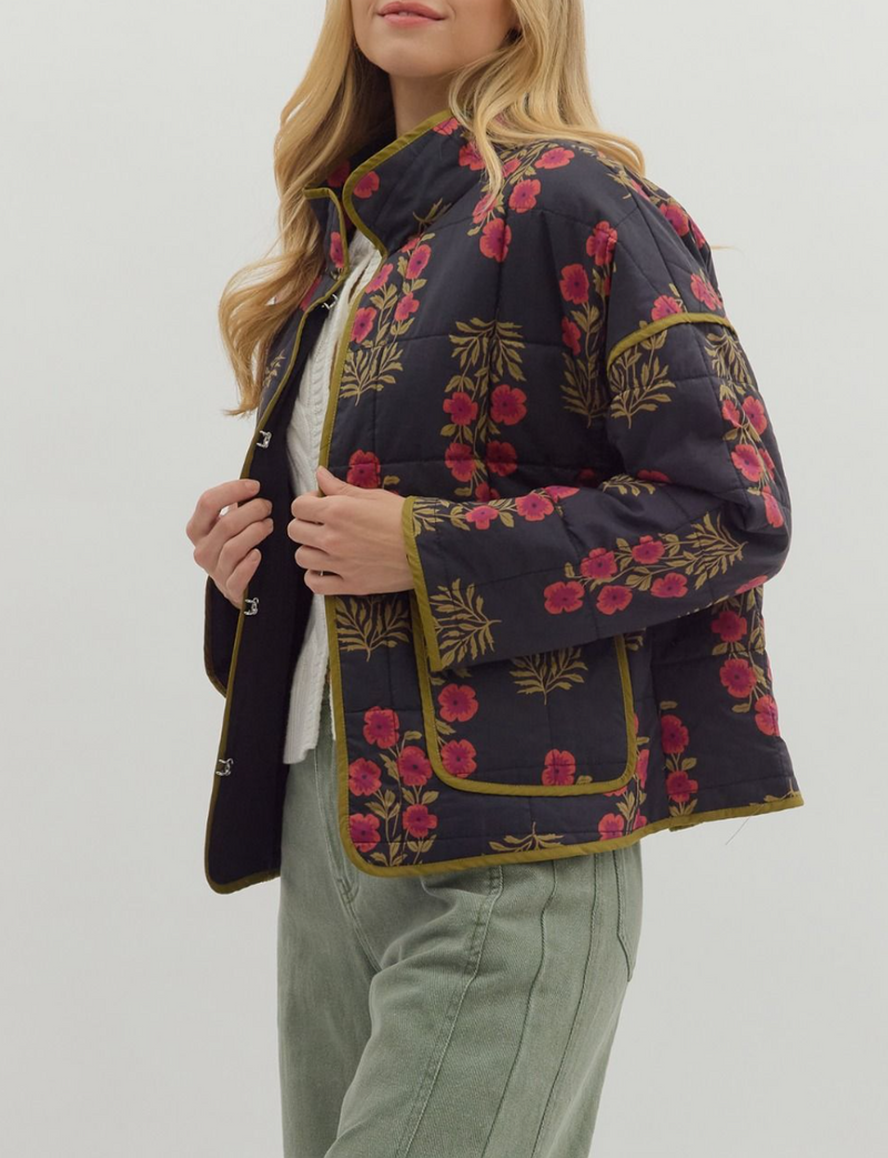 Botanical Long Sleeve Quilted Jacket
