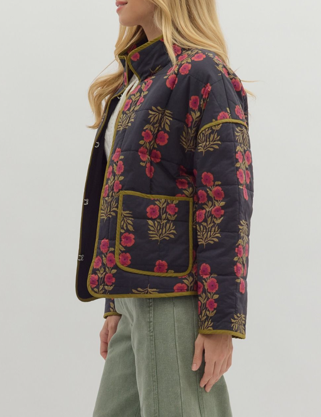Botanical Long Sleeve Quilted Jacket