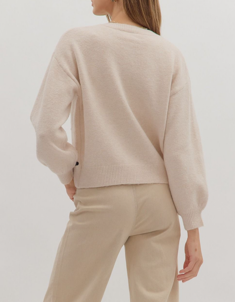 Floral Embroidery Long Sleeve Sweater