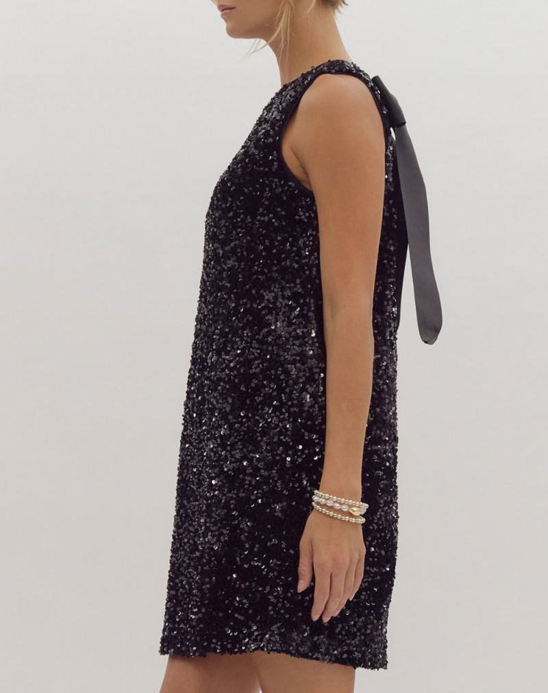 Solid Embellished Sleeveless Pullover Mini Dress