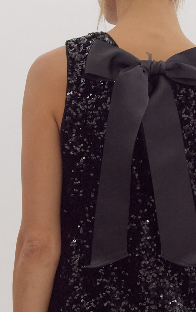 Solid Embellished Sleeveless Pullover Mini Dress