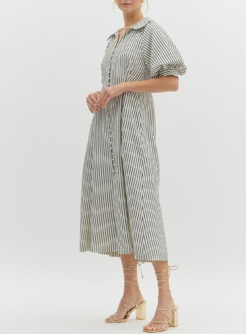 Textured Stripe Midi Dress