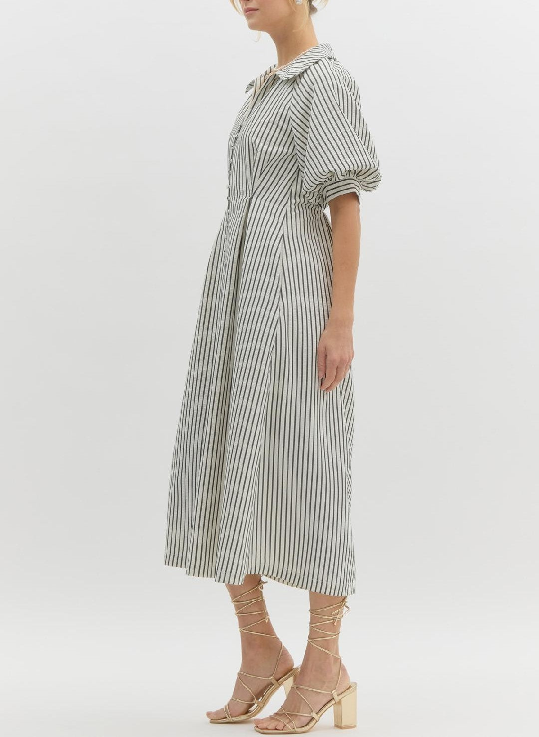 Textured Stripe Midi Dress