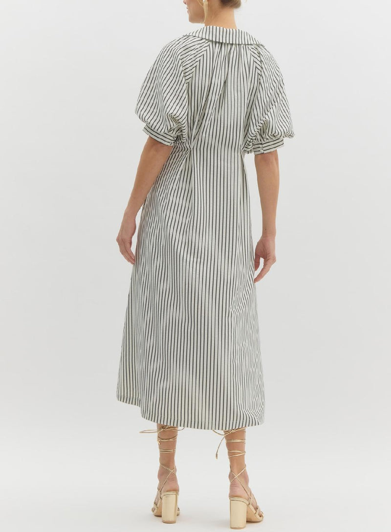Textured Stripe Midi Dress