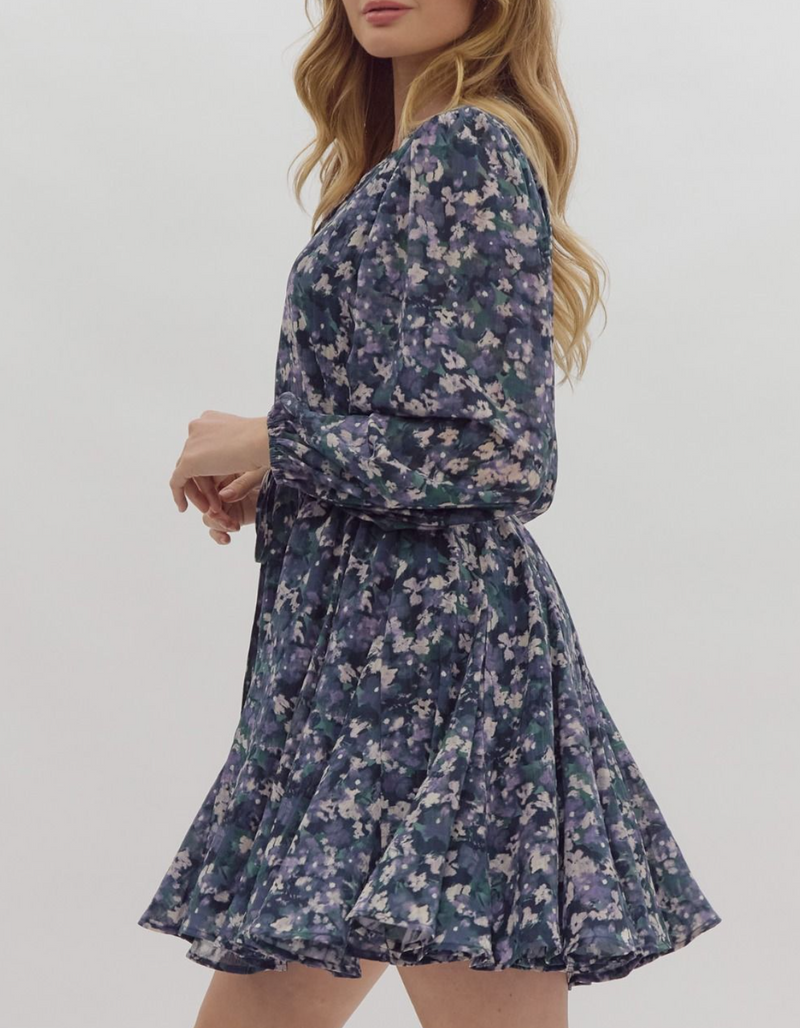 Printed Sleeve Button-Down Mini Dress