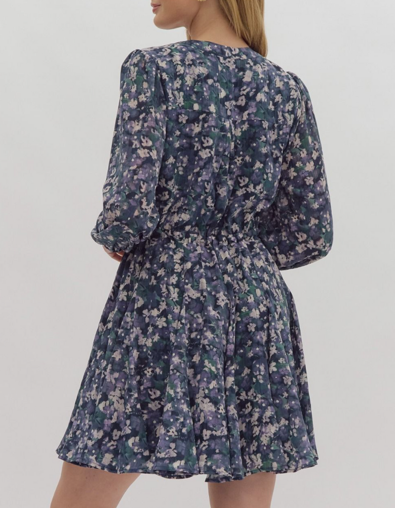 Printed Sleeve Button-Down Mini Dress