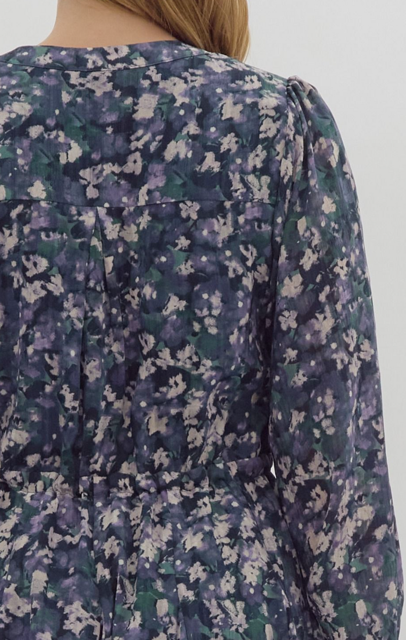 Printed Sleeve Button-Down Mini Dress
