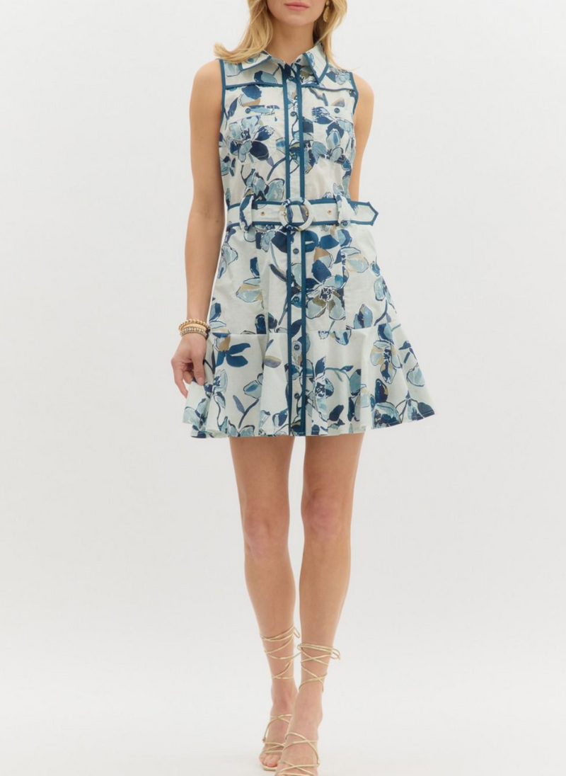 Floral Print Sleeveless Mini Dress