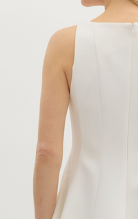 Solid Sleeveless Boat Neck Swing Mini Dress