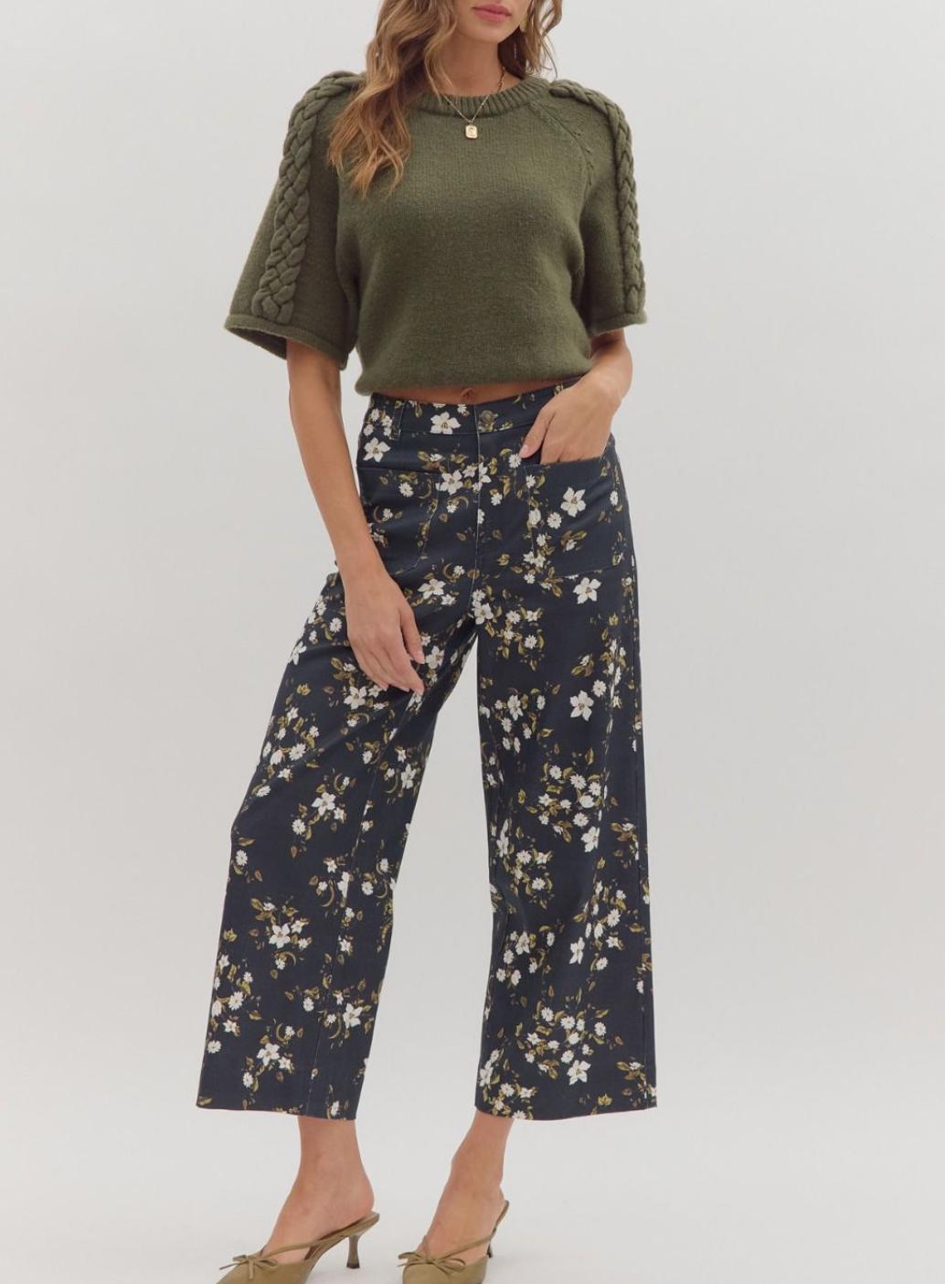 Floral Print High-Waist Wide Leg Pants