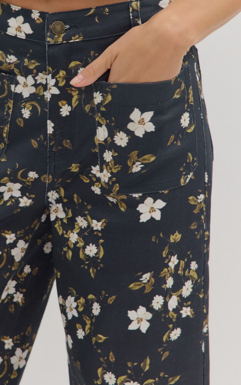 Floral Print High-Waist Wide Leg Pants