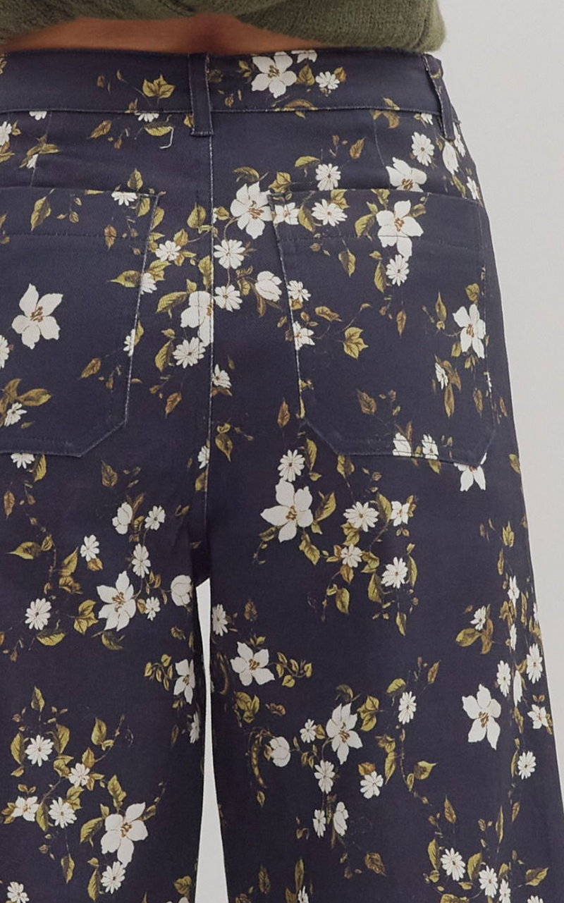 Floral Print High-Waist Wide Leg Pants