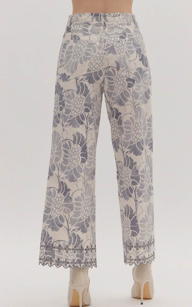 Floral Print Straight Leg Pants
