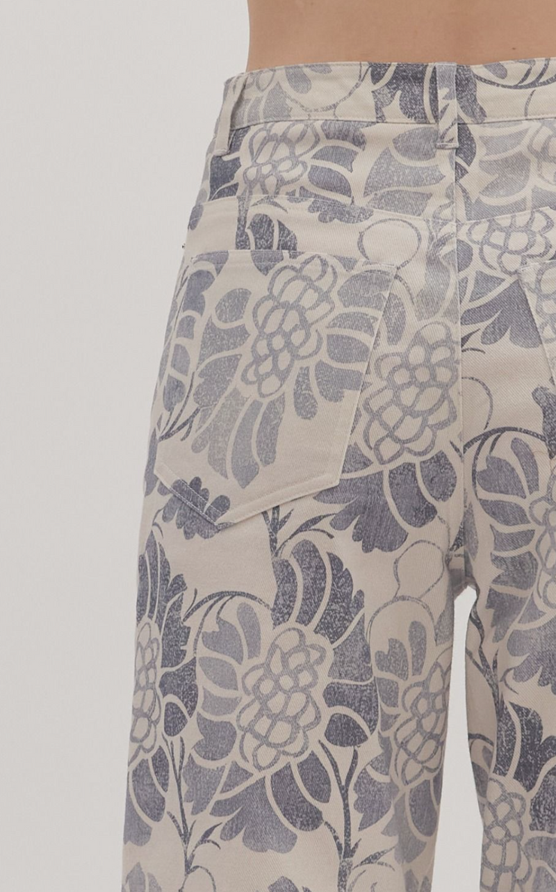 Floral Print Straight Leg Pants