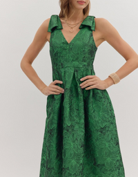 Floral Jacquard Sleeveless Midi Dress