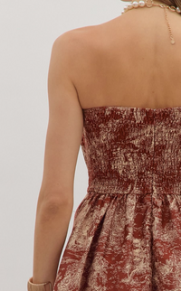 Printed Strapless Midi Dress