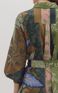 Botanical Print Long Sleeve Mini Dress