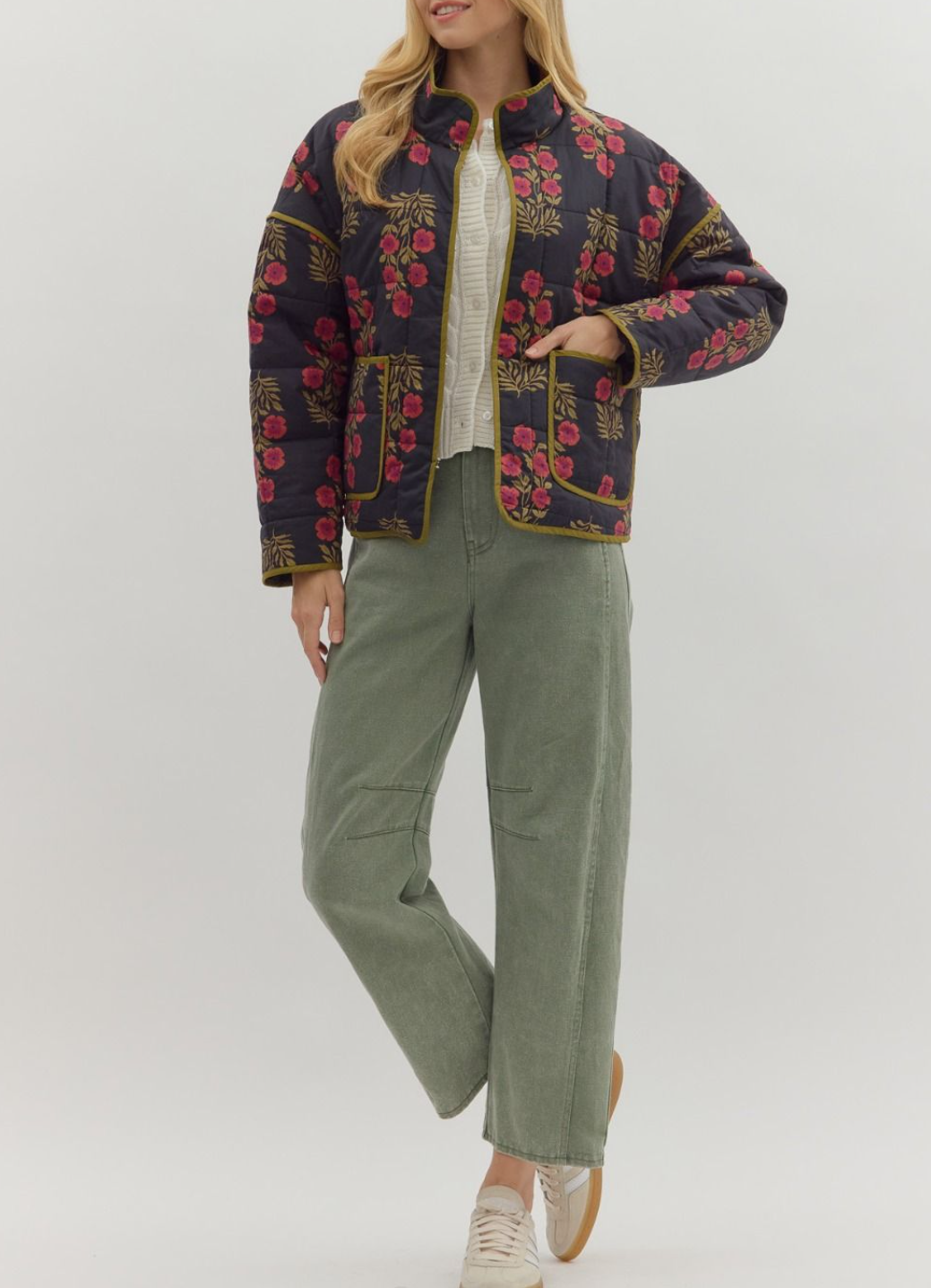 Botanical Long Sleeve Quilted Jacket