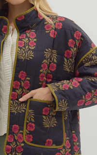 Botanical Long Sleeve Quilted Jacket