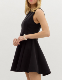 Solid Sleeveless Boat Neck Swing Mini Dress