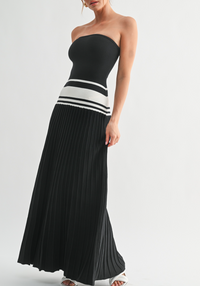 Sculpted Pleat Knit Maxi Dress