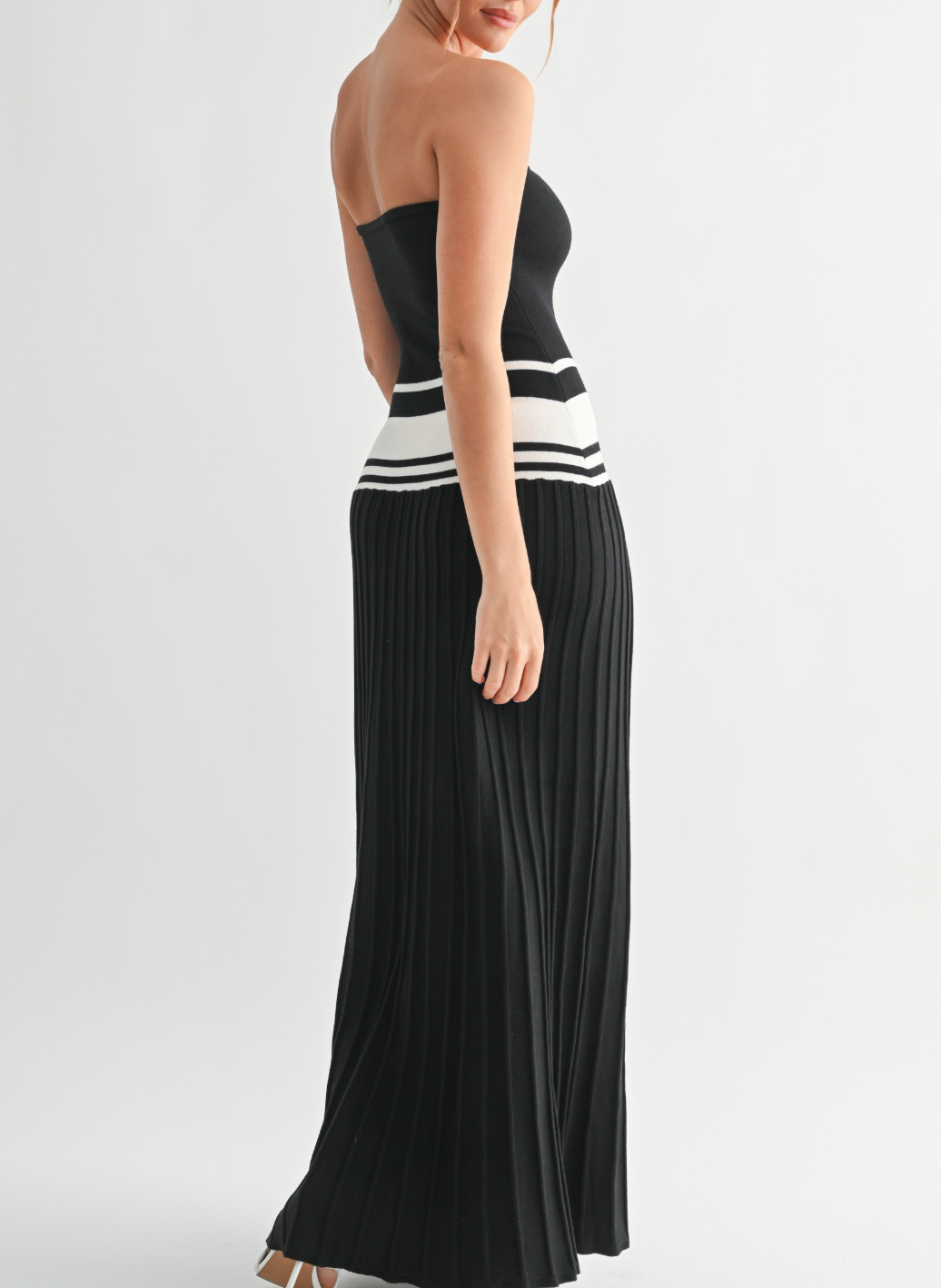 Sculpted Pleat Knit Maxi Dress