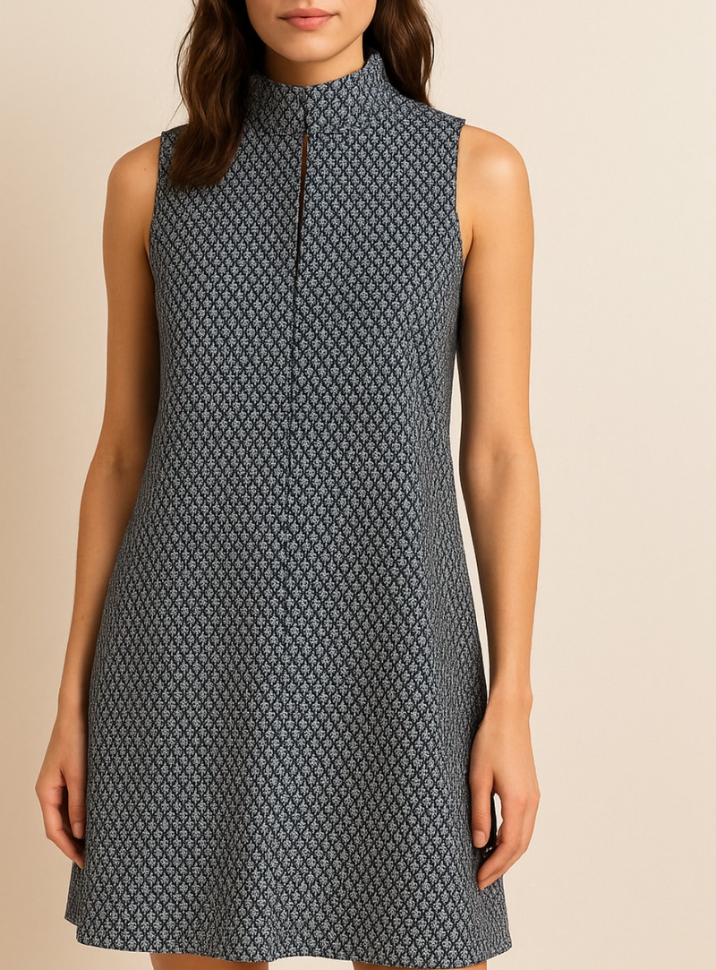 Stand Collar Sleeveless Shift Dress