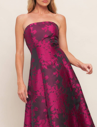 Strapless Jacquard Midi Dress