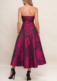 Strapless Jacquard Midi Dress