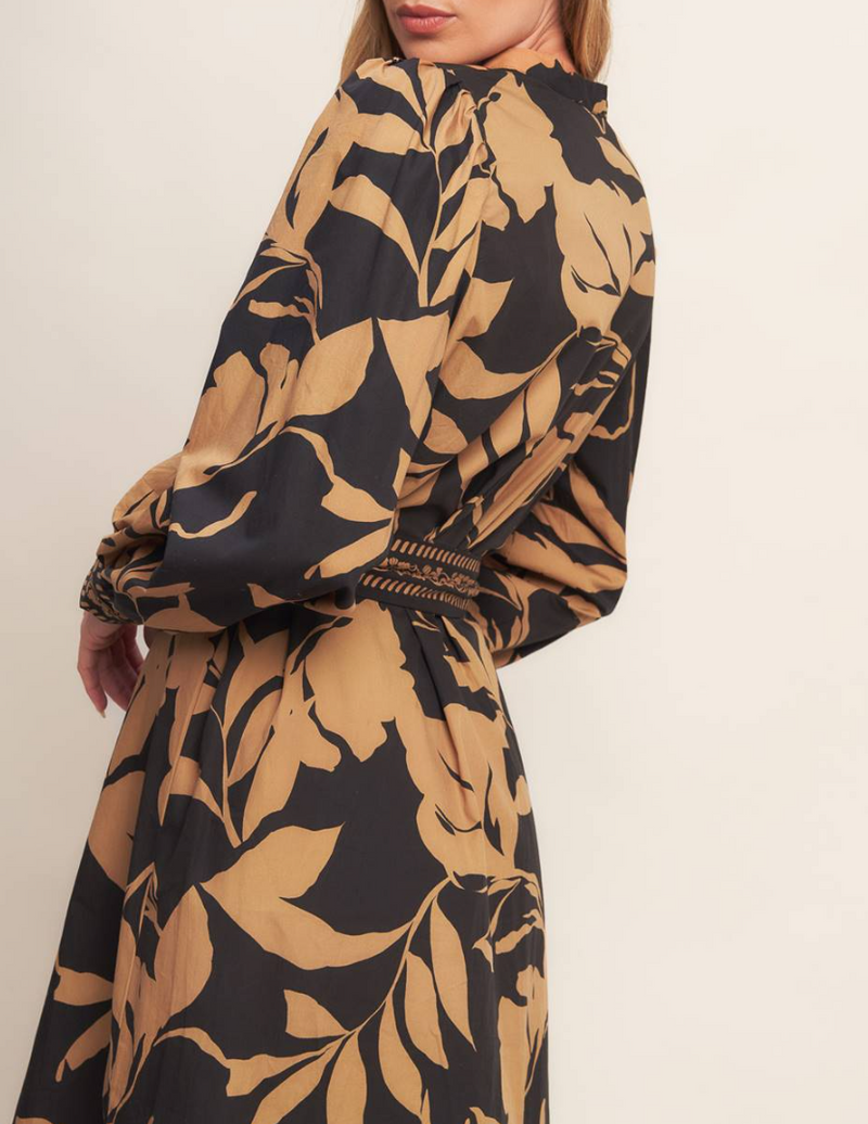 Floral Printed Midi Dress Medium / Black Floral Printed Midi Dress Medium / Black