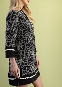 Embroidered Notch Neck Dress