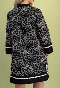 Embroidered Notch Neck Dress