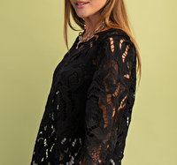 Floral Lace Top with 3/4 Length Sleeves