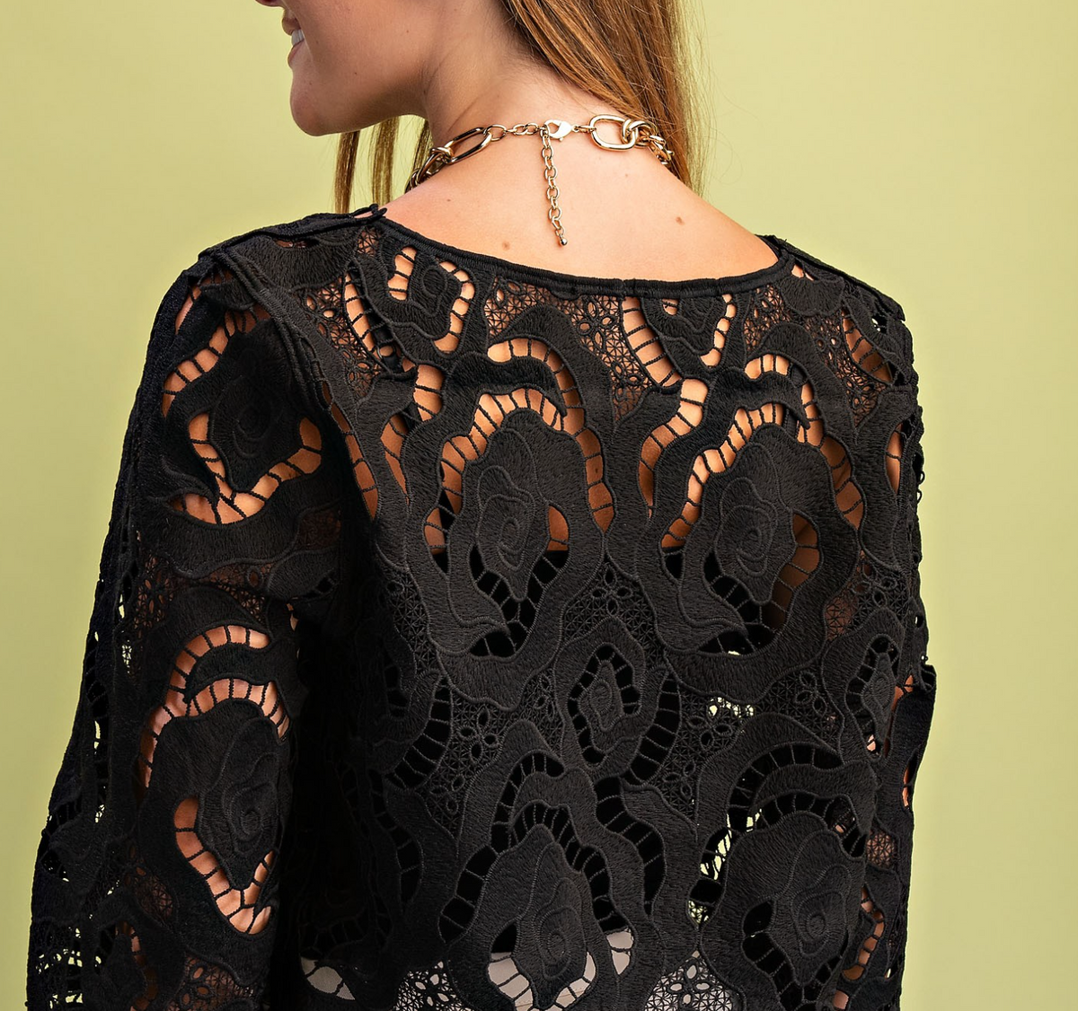 Floral Lace Top with 3/4 Length Sleeves