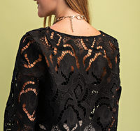Floral Lace Top with 3/4 Length Sleeves