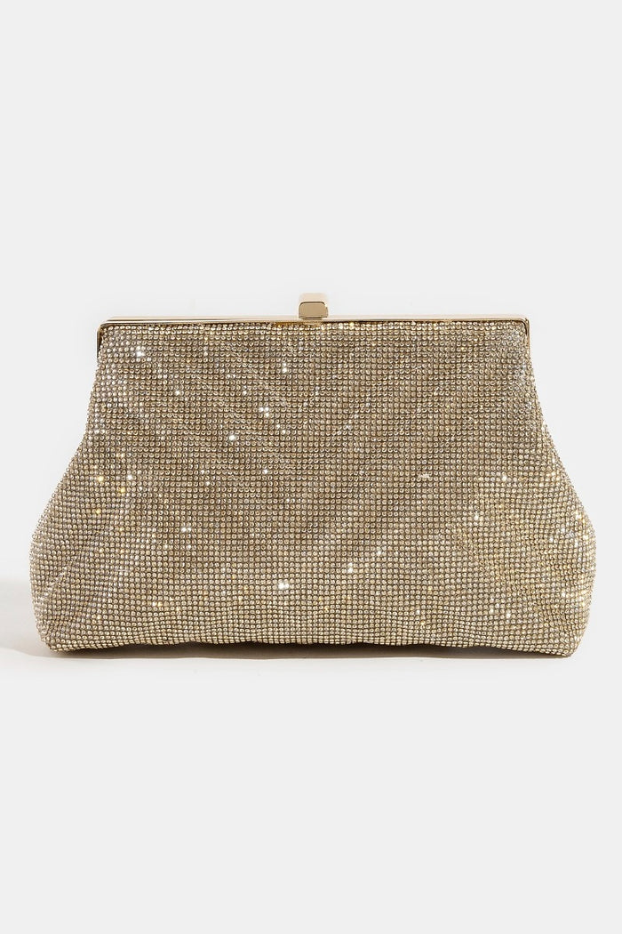 Full Rhinestone Chevron Pattern Clutch Hang Bag