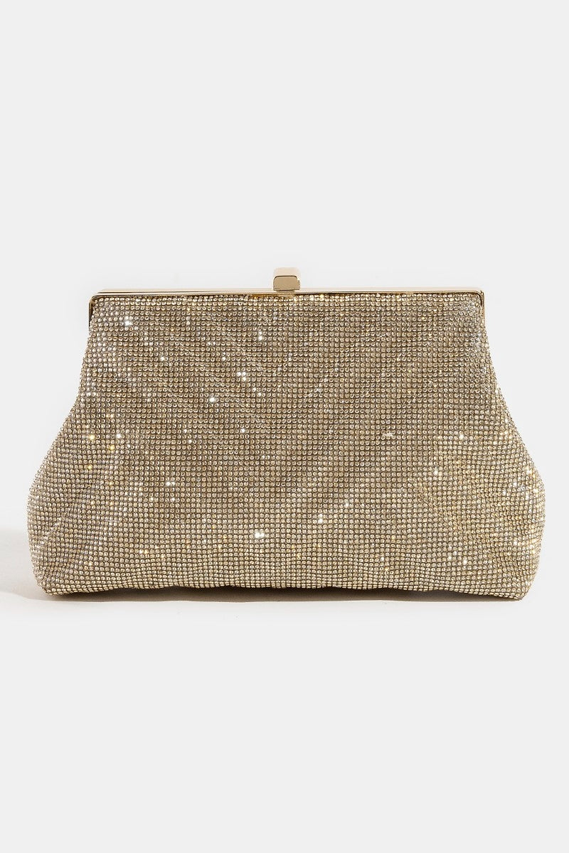 Full Rhinestone Chevron Pattern Clutch Hang Bag