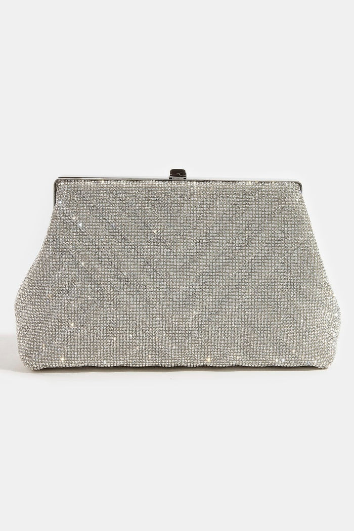 Full Rhinestone Chevron Pattern Clutch Hang Bag